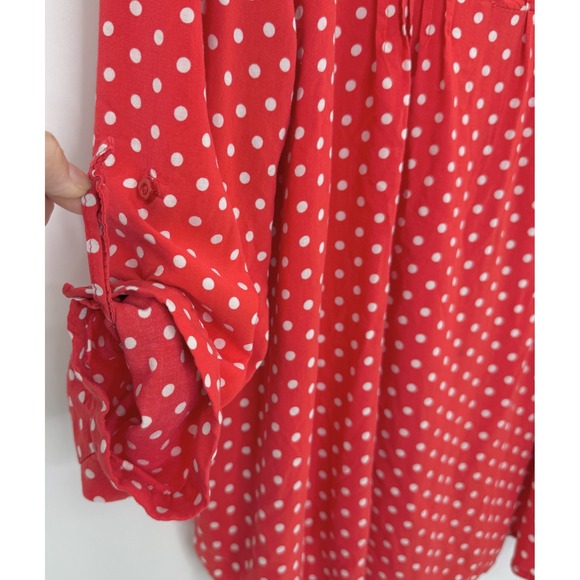 Suzanne Betro Plus Size Red White Polka Dot Roll Tab Boho Blouse Top 4x See Pics - Picture 5 of 12